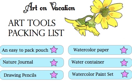 What art tools do you bring on your travels? Click to check out my fave 5 and get a free art tool packing printable!