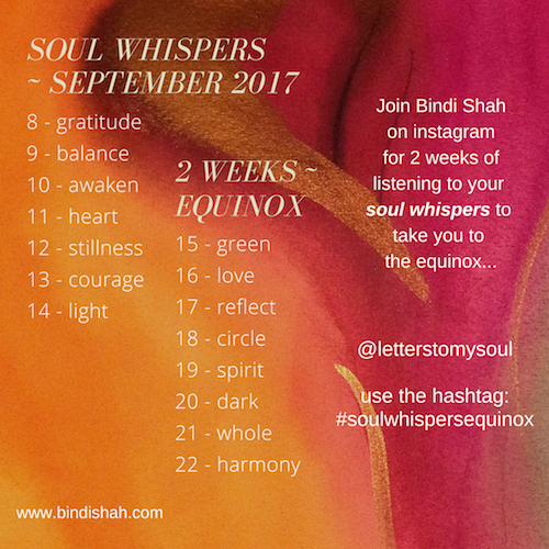 How do you hear nature's soul whispers? Learn more about connecting in this week's inspiring guest post by Bindi Shah!soul-whispers-equinox