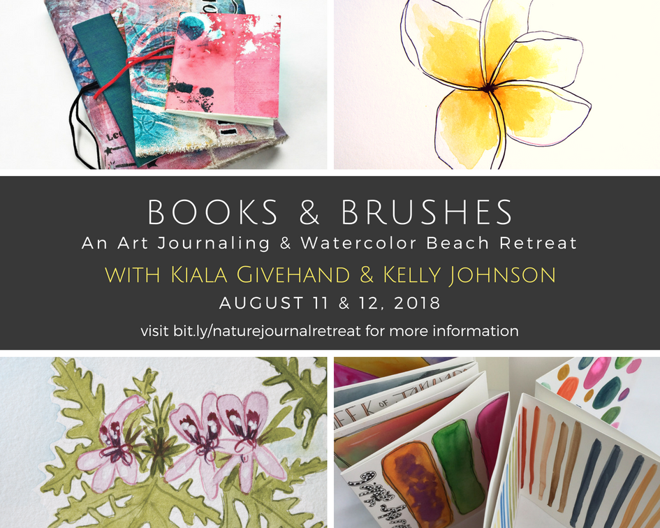 Join Watercolor Artist & Nature Journaling Teacher, Kelly Johnson and Printmaker & Book Binding Teacher, Kiala Givehand for two days of creative immersion at Flow Studio in Neptune Beach, Florida! Click to learn more and register!