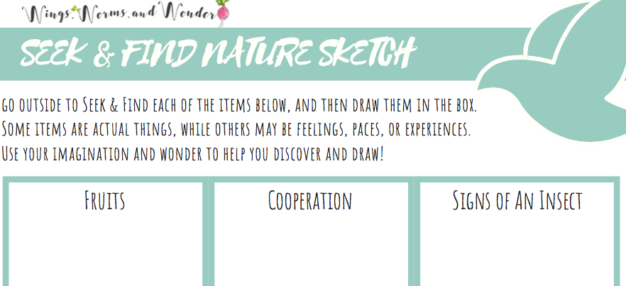 Use your sense of wonder to seek, find, and draw intangible nature findings in this Wonder Wednesday 75 activity and printable by Wings, Worms, and Wonder!