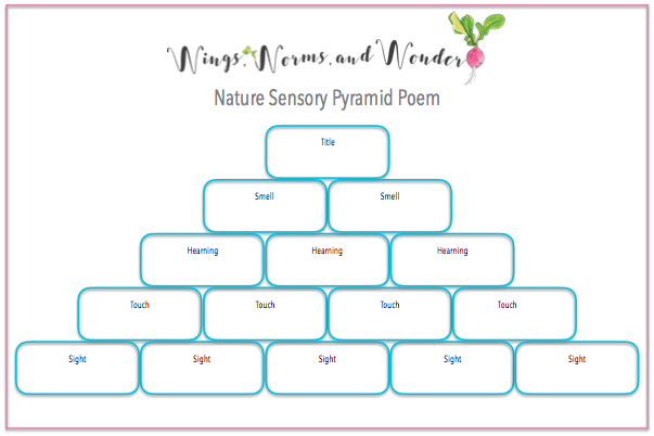 Click to take a Wonder Wednesday 80 poetry walk and to make a nature sensory pyramid poem!