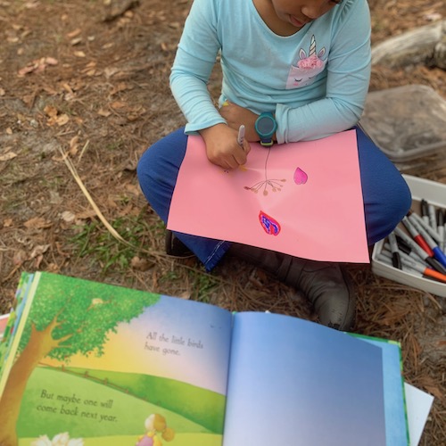 Let's nature journal in early childhood! Click for a post chock full of activities to get children under 6 creatively connecting with nature the Wings, Worms, and Wonder way!